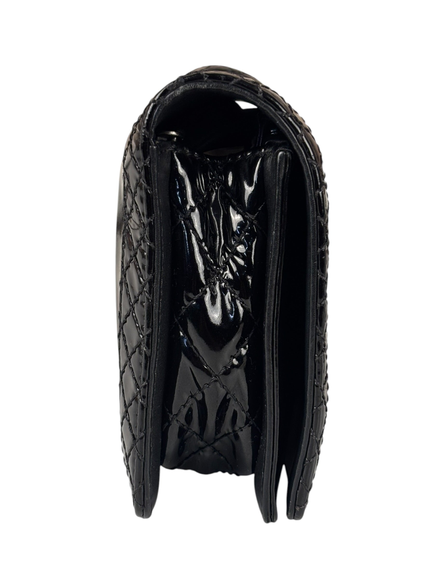 Chanel Black Patent Leather Boy Wallet on Chain Bag 2014