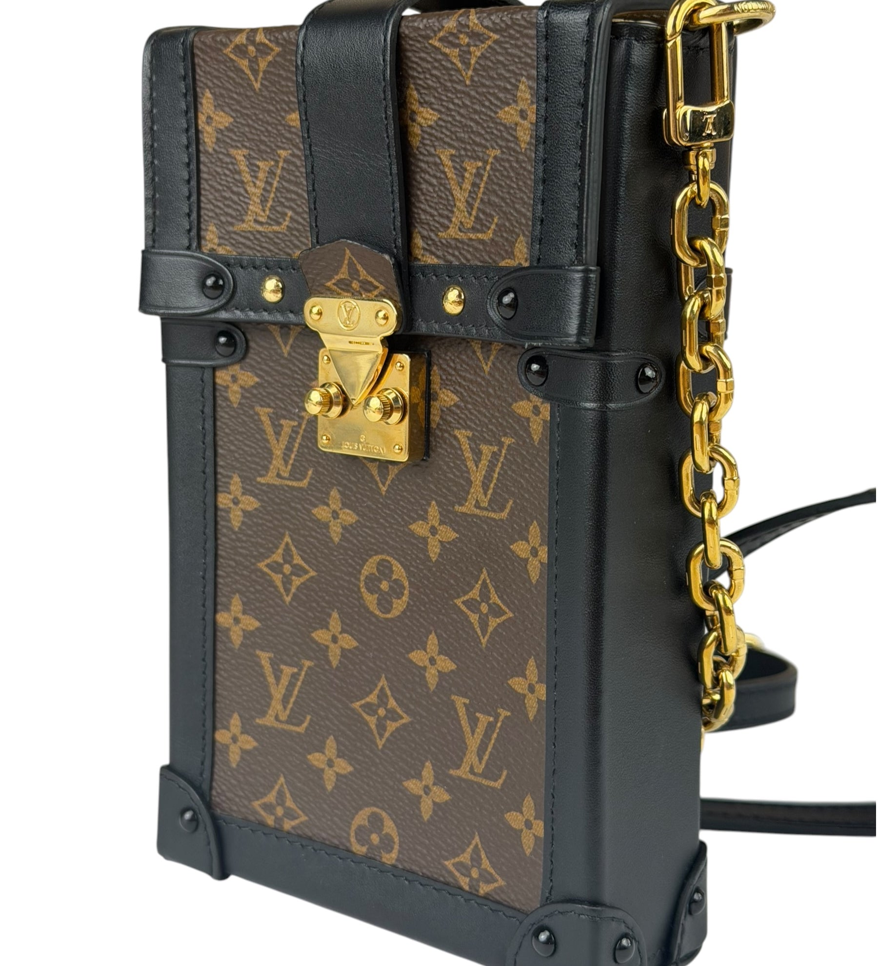 Louis Vuitton Black Monogram Vertical Trunk Pochette