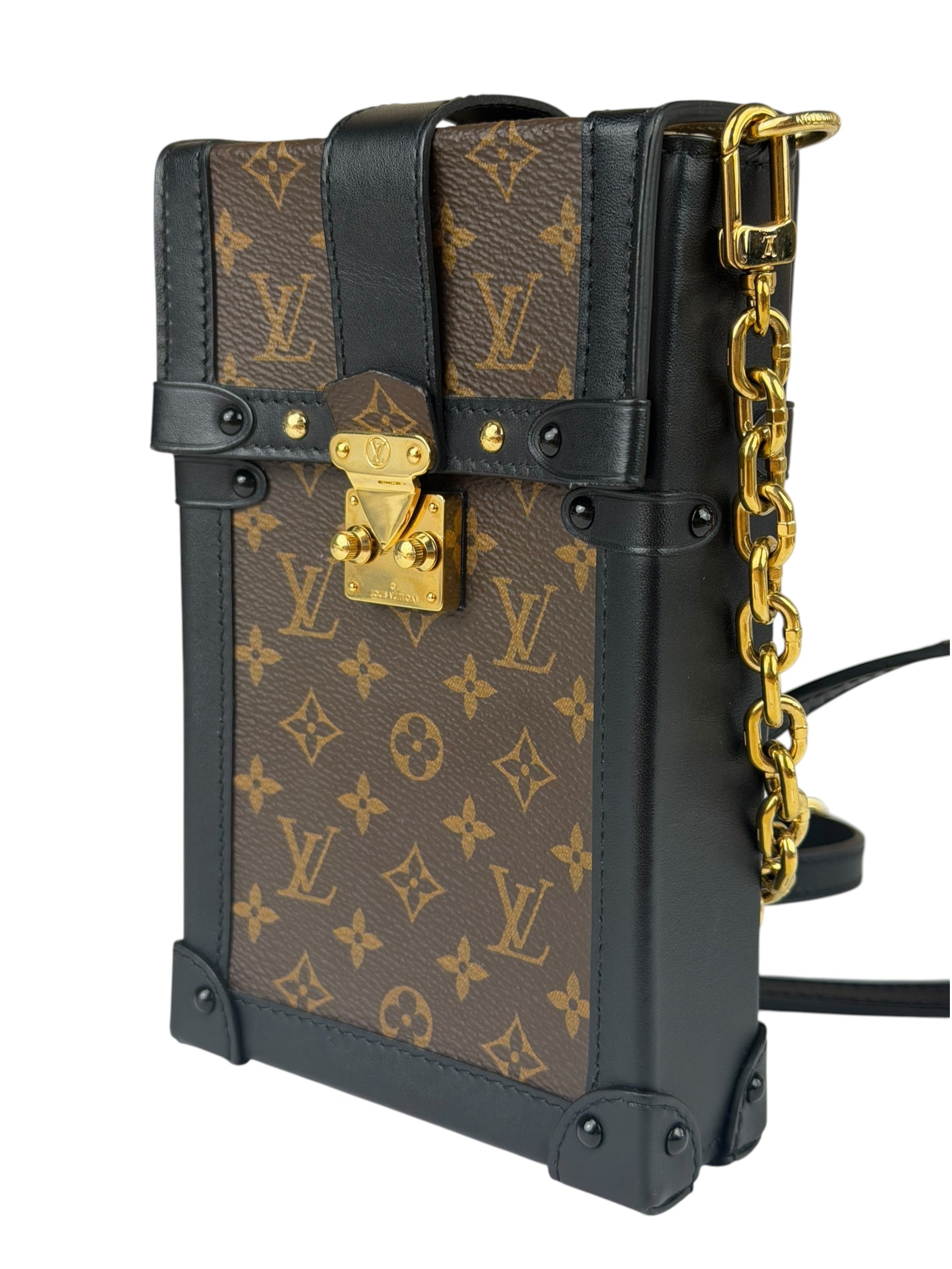 Louis Vuitton Black Monogram Vertical Trunk Pochette