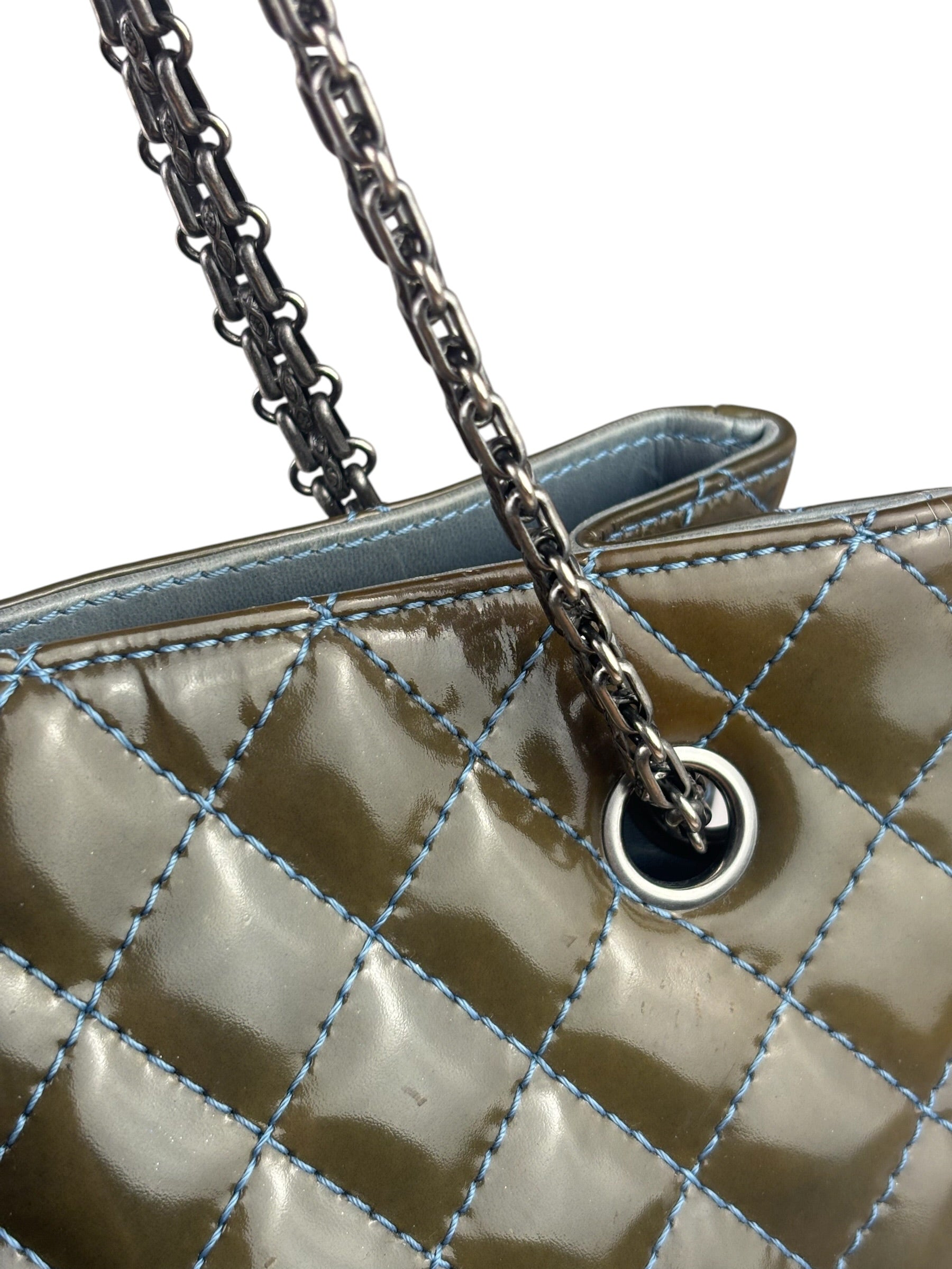 Chanel Green Quilted Patent Leather Reissue XL Tote 2011