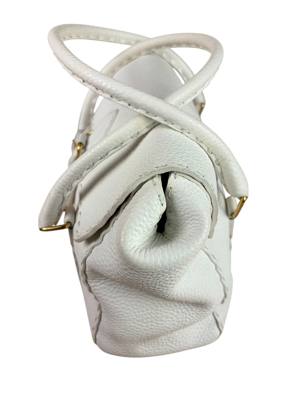 Fendi White Leather Selleria Linda Shoulder Bag