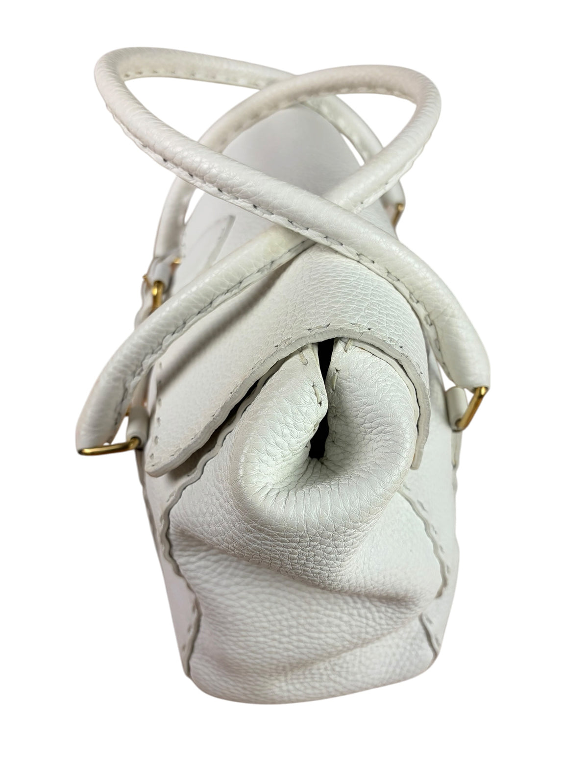Fendi White Leather Selleria Linda Shoulder Bag