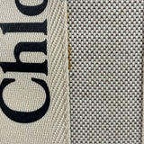 Chloe Beige Leather Trim Woody Tote Bag