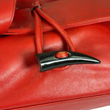 Burberry Red Leather Haymarket Check Shoulder Bag