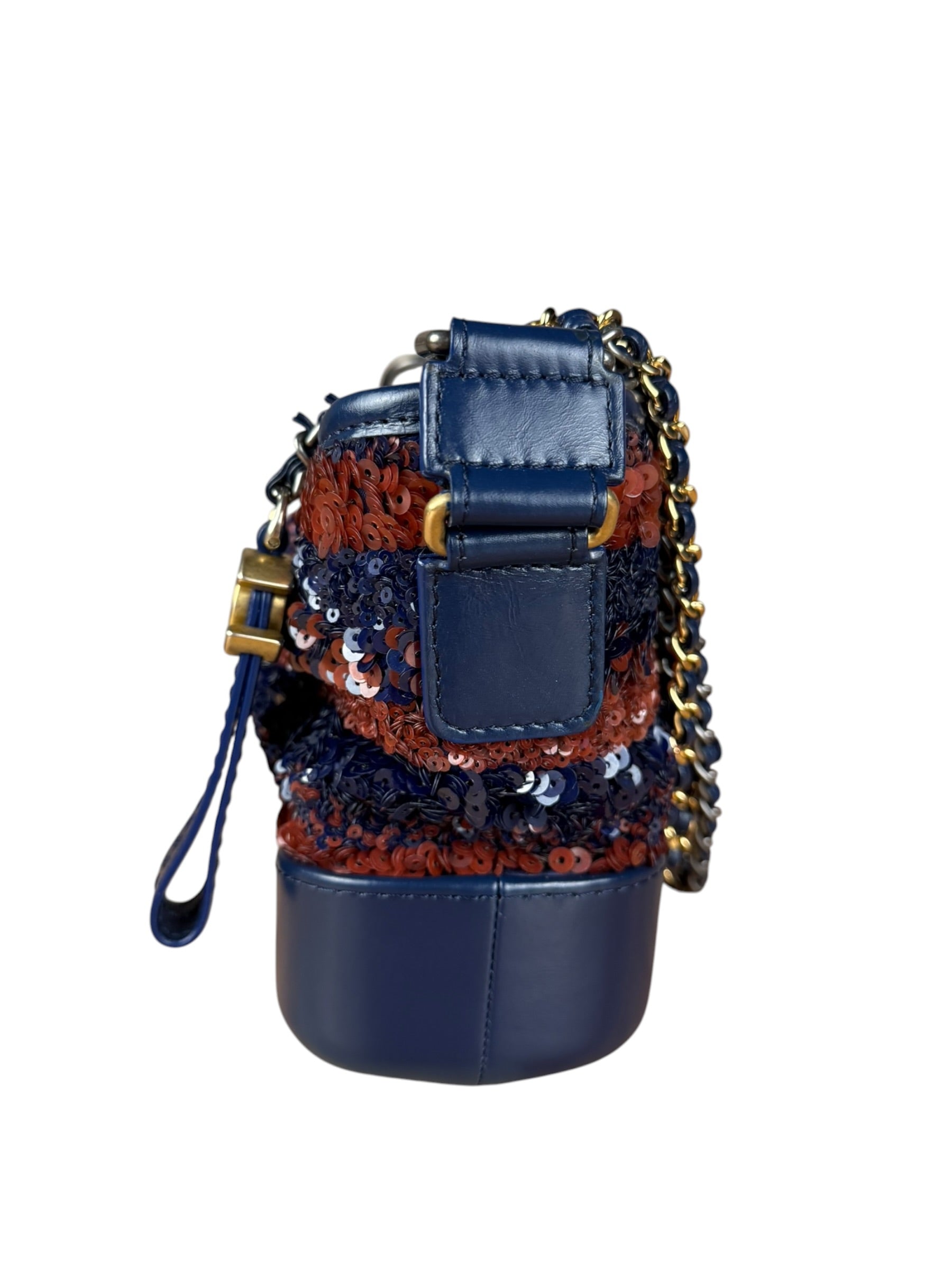 Chanel Gabrielle Small Sequin Hobo Bag Navy 2018