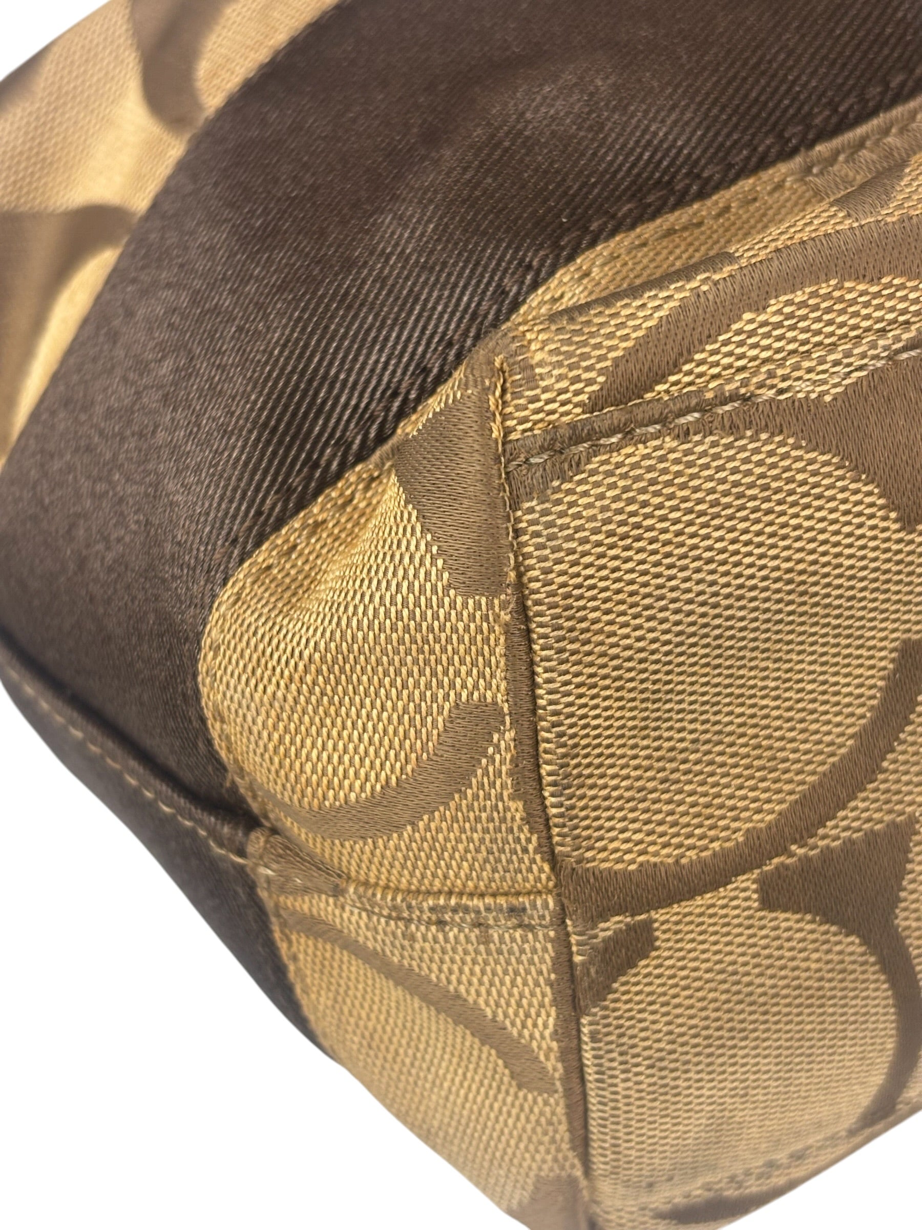 Coach Brown Leather Trim Signature Canvas Tote Bag