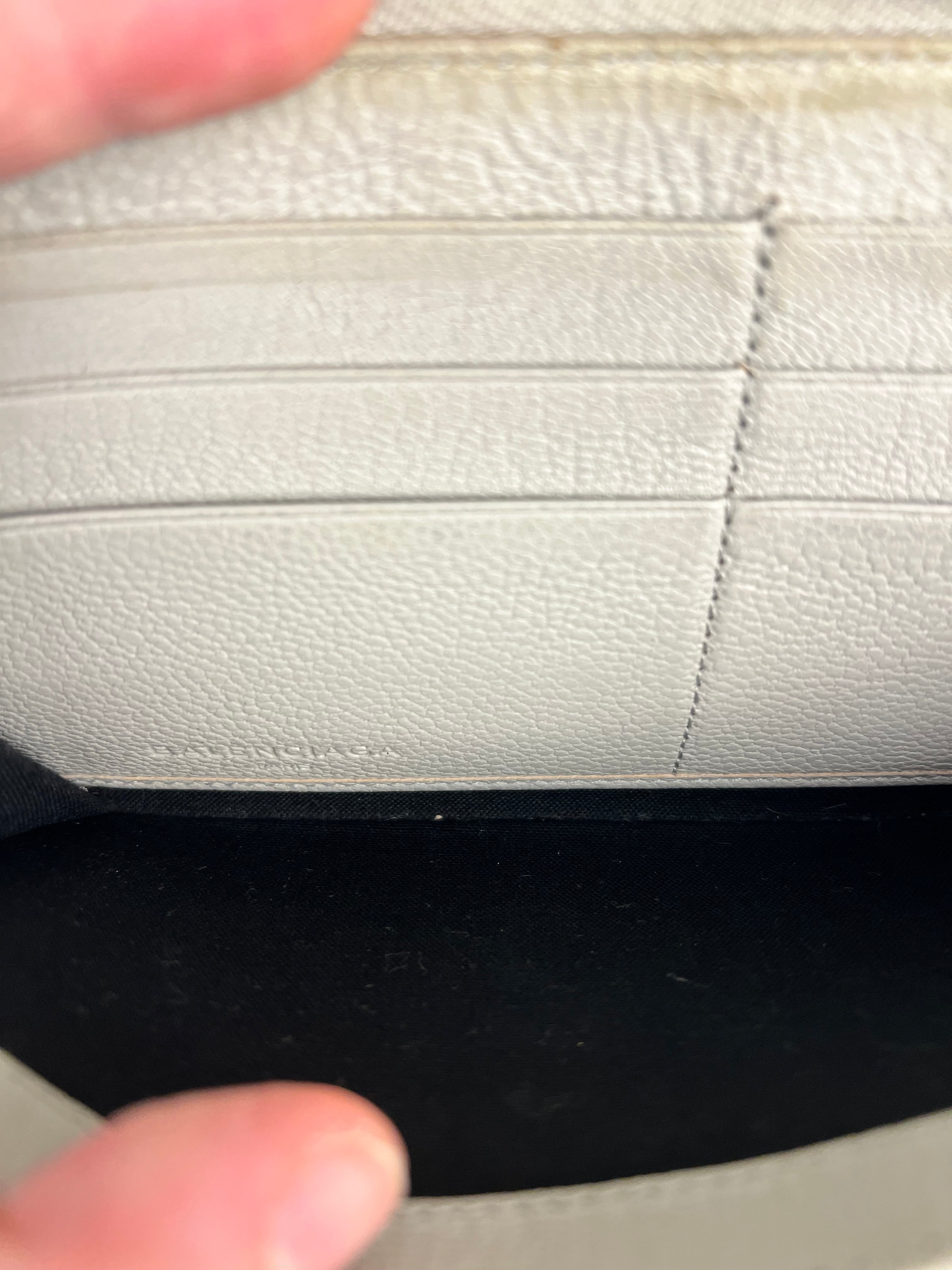 Balenciaga Grey Leather Moto Long Wallet