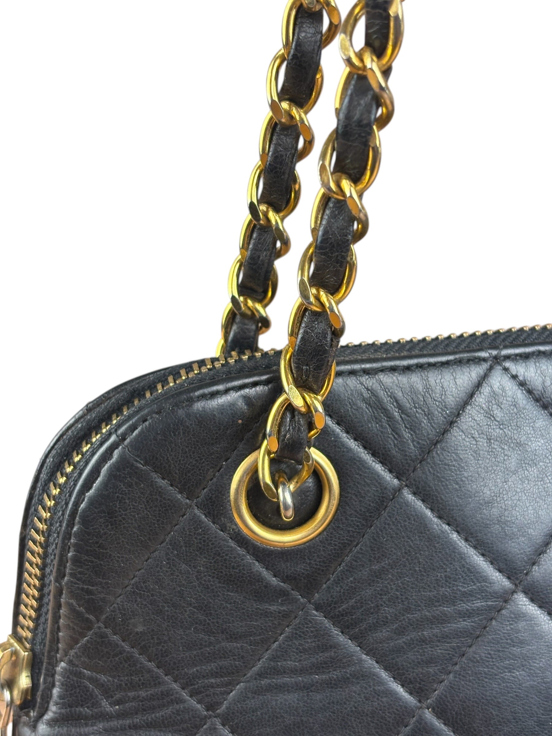 Chanel Vintage Black Leather Shoulder Bag