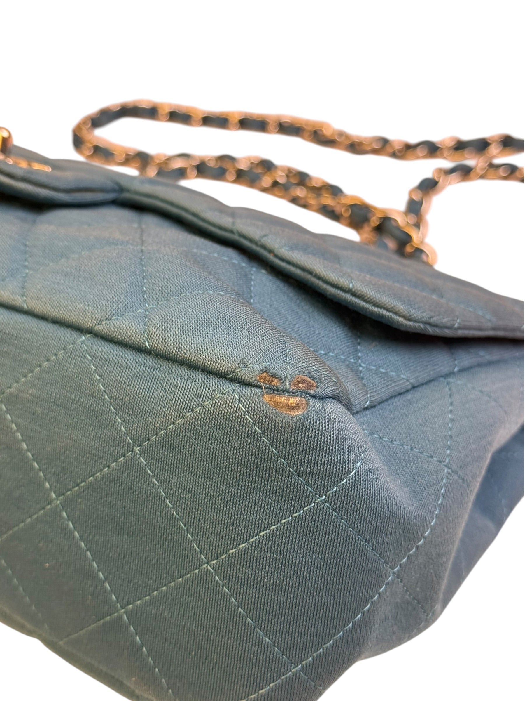 Chanel Teal Blue Jersey Large Flap Bag 2009