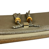 Gucci Bronze Metallic Leather Bamboo Long Zippy Wallet