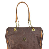 MCM Brown Nylon/Leather Visetos Monogram Shoulder/Tote Bag
