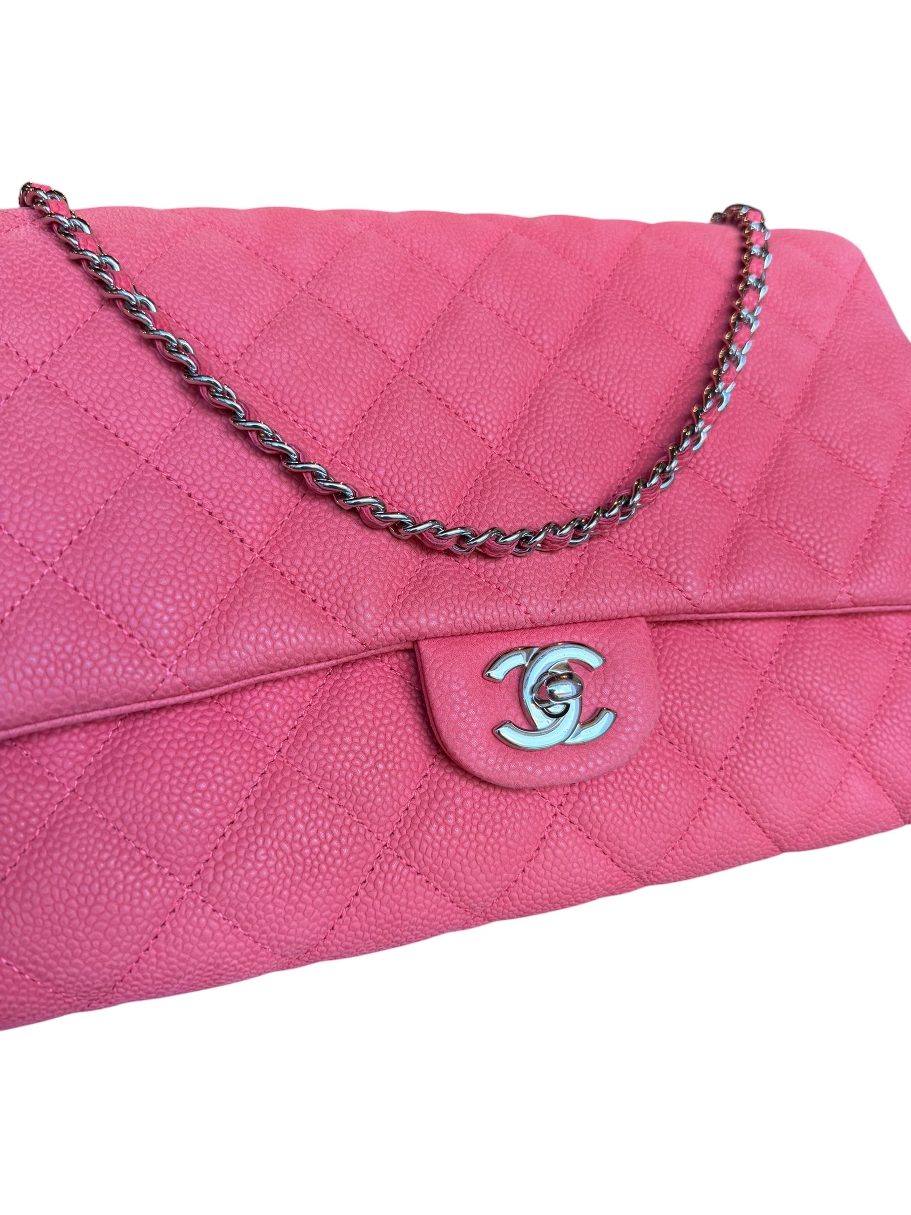 Chanel Coral Pink Matte Quilted Caviar Flap Shoulder Bag 2012