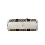 Gucci Leather Trim Monogram Canvas Web Stripe Tote Bag