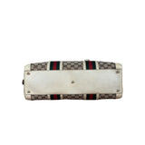 Gucci Leather Trim Monogram Canvas Web Stripe Tote Bag