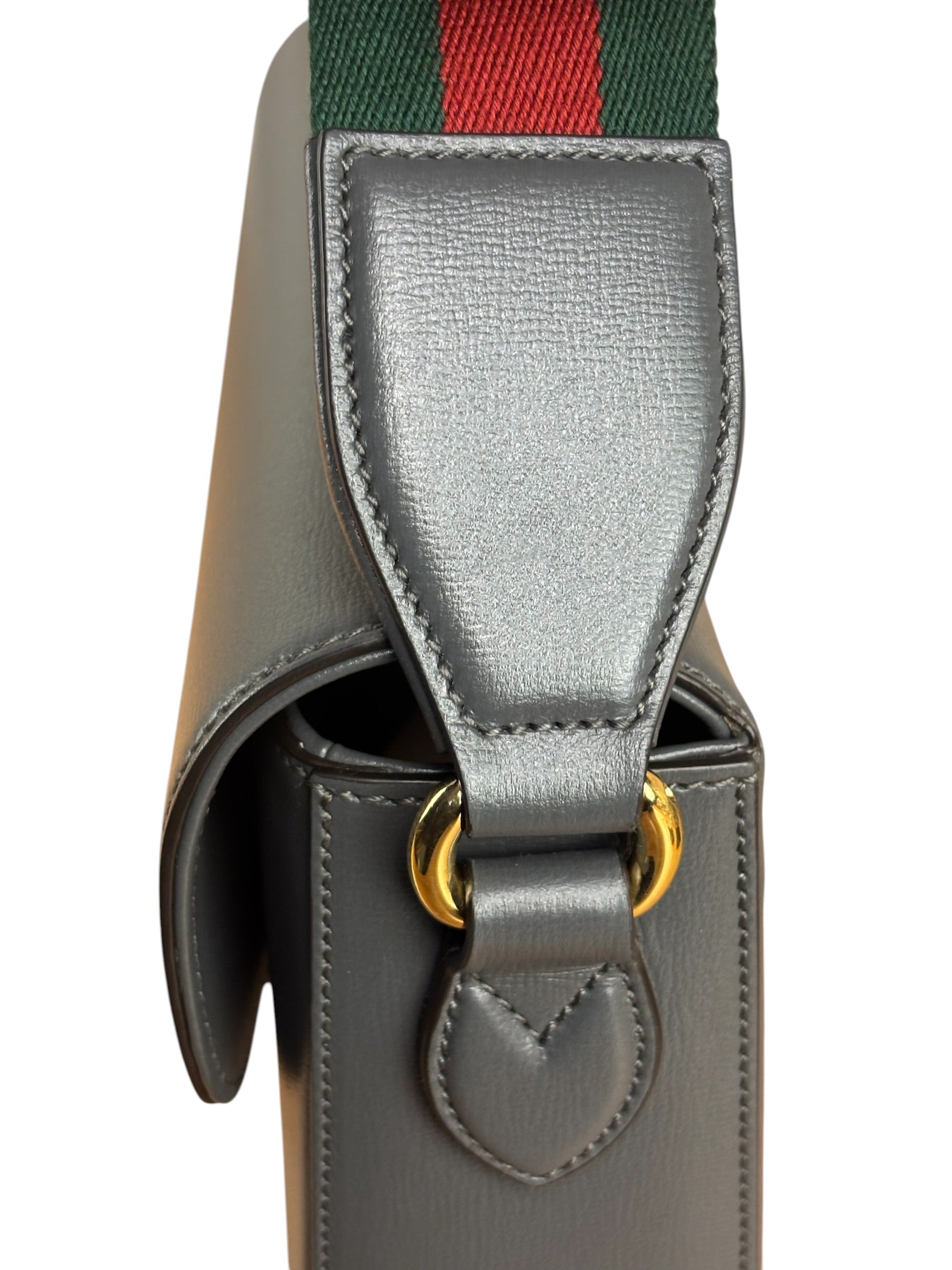 Gucci Grey Leather 1955 Horsebit Shoulder Bag
