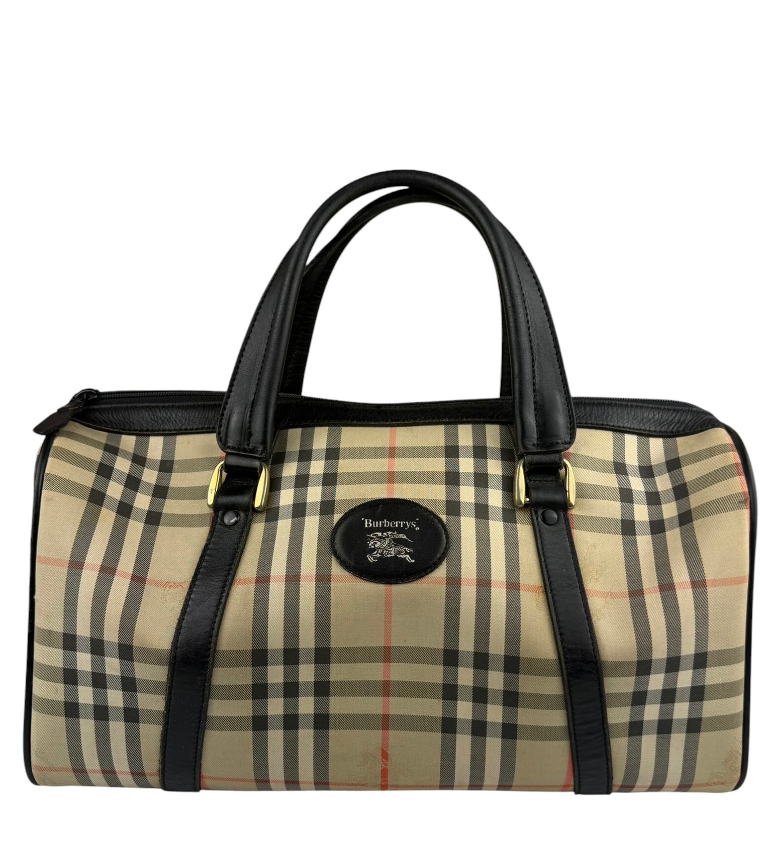 Burberry Vintage Haymarket House Small Boston Bag