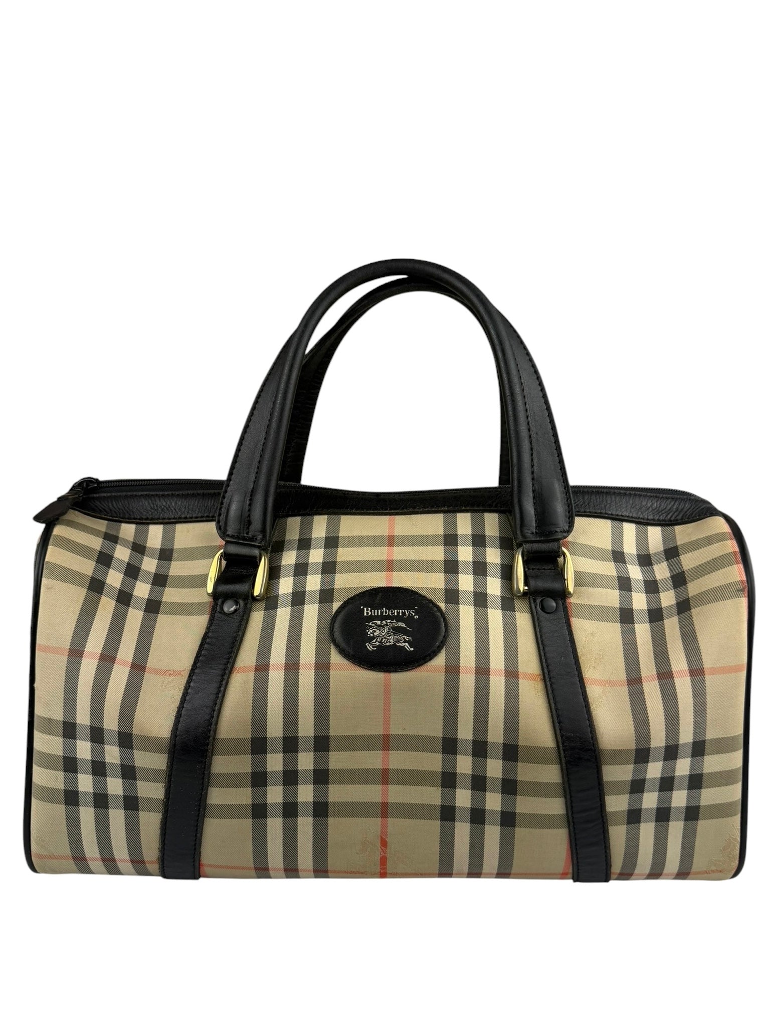 Burberry Vintage Haymarket House Small Boston Bag