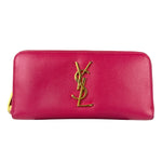 Yves Saint Laurent Pink Leather Zip Around Long Wallet
