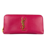 Yves Saint Laurent Pink Leather Zip Around Long Wallet