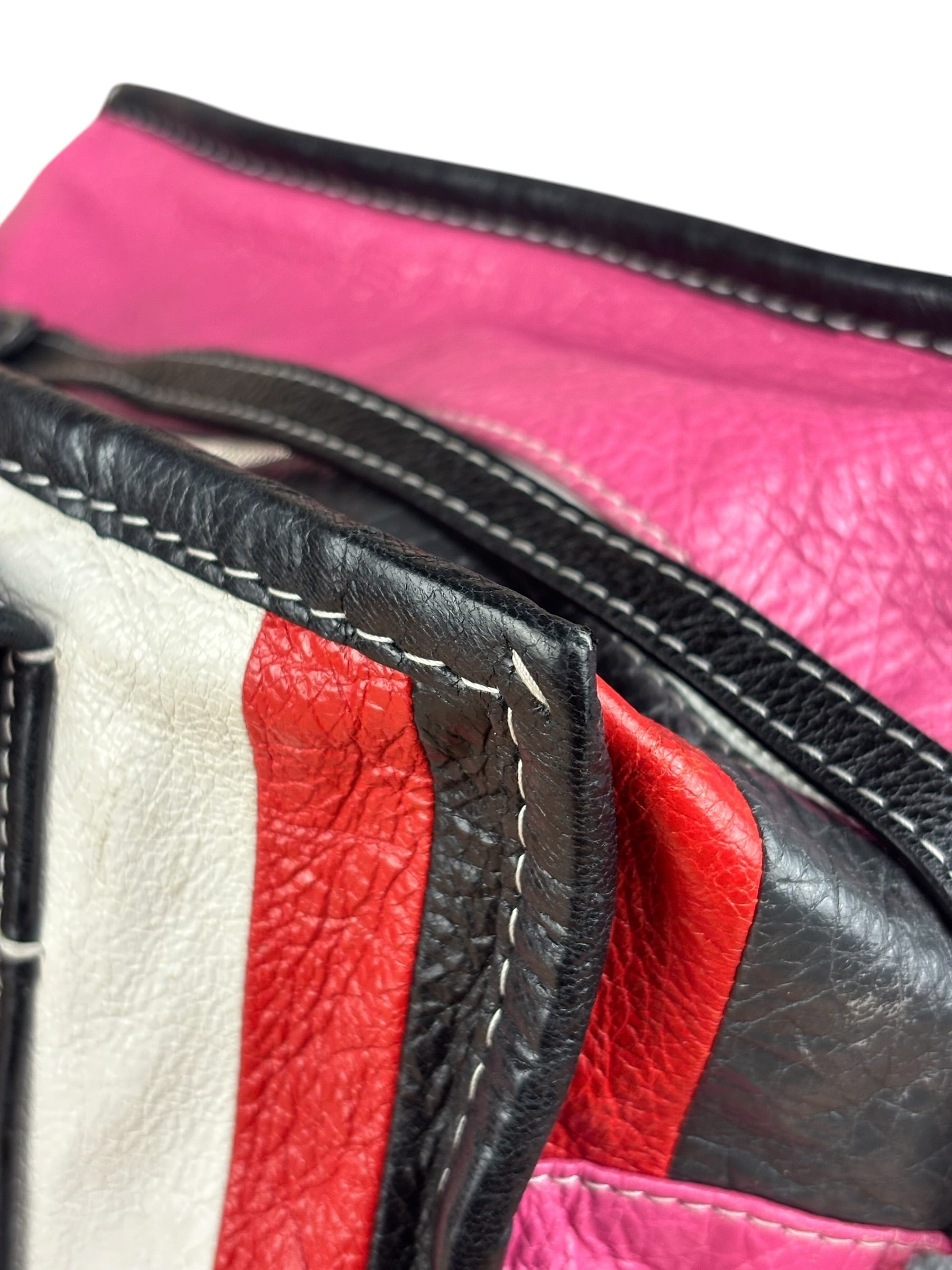 Balenciaga Multi-Color Vertical Stripe Bazar Shopper Two-Way Bag