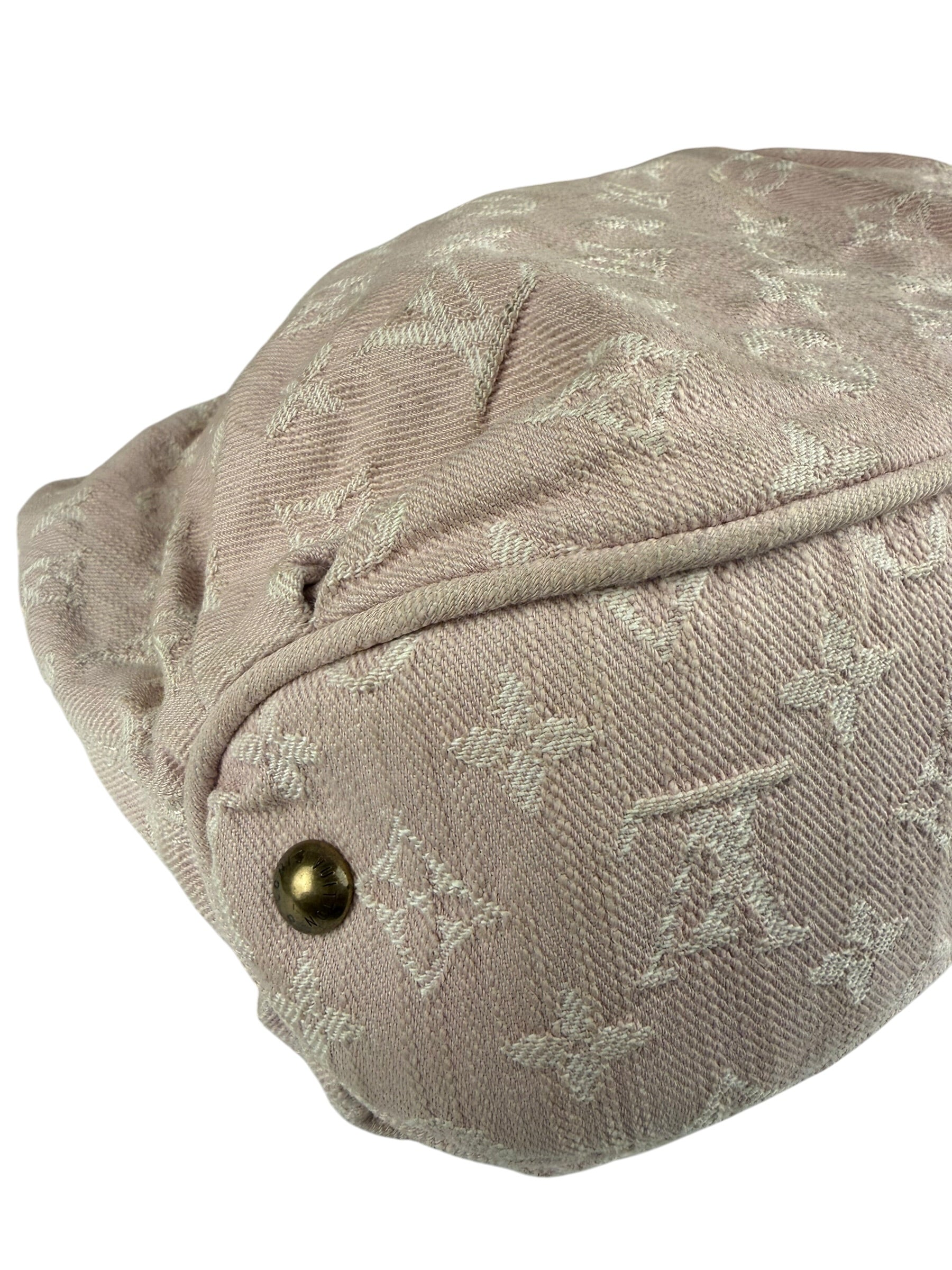 Louis Vuitton Vintage Rose Pink Monogram Denim Slightly Hobo Bag