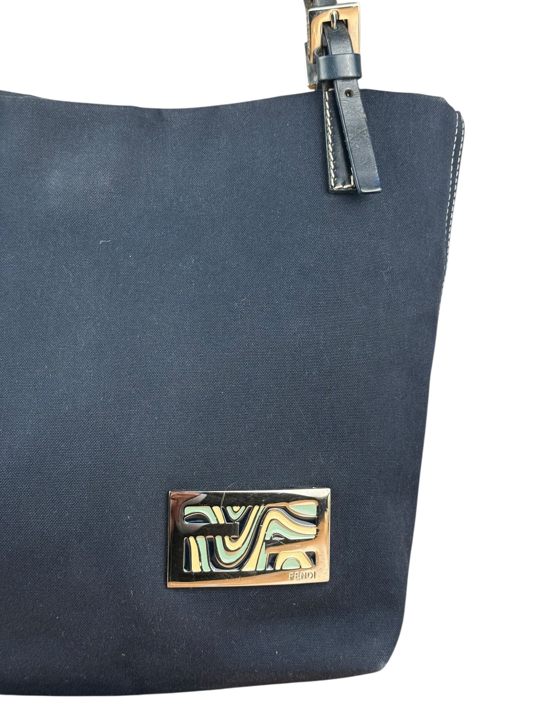 Fendi FF Wave Canvas Shoulder Tote