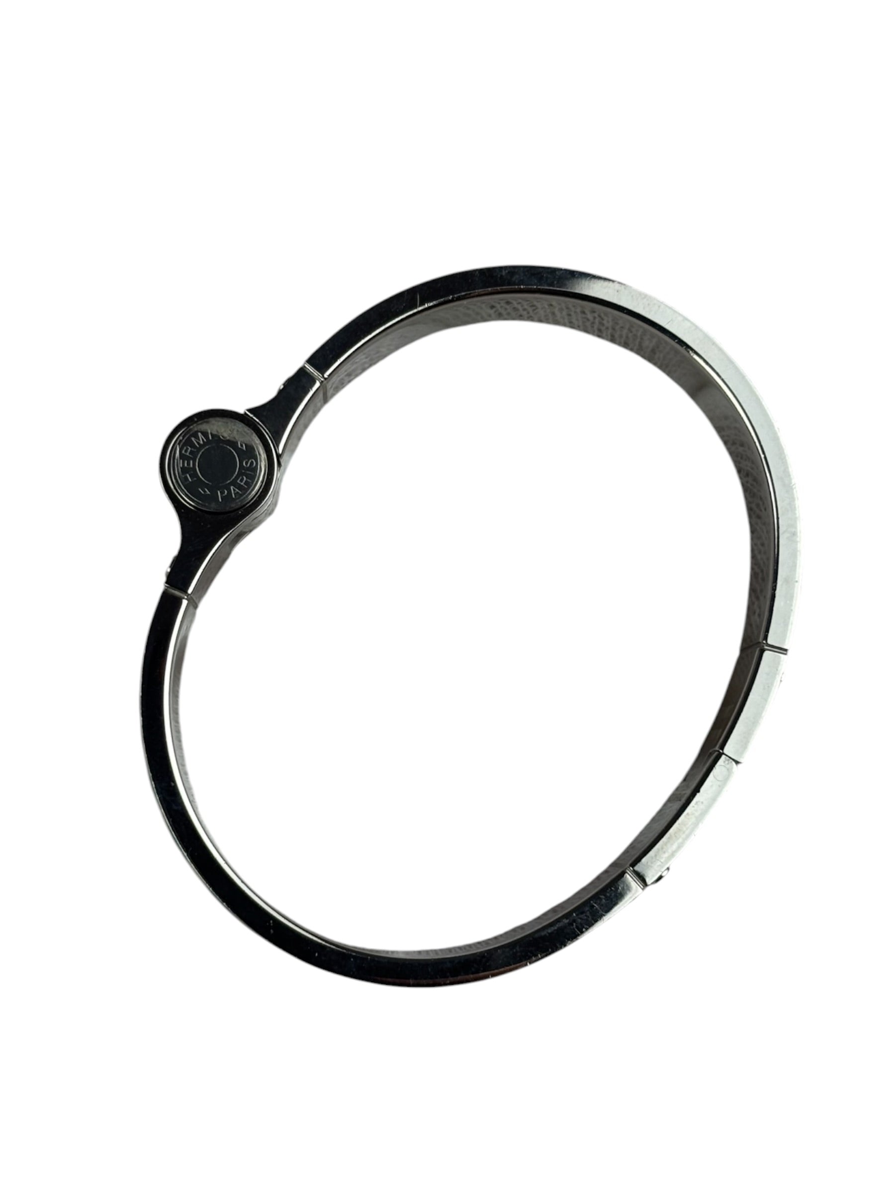 Hermes Palladium Plated Charniere Enamel Bangle PM