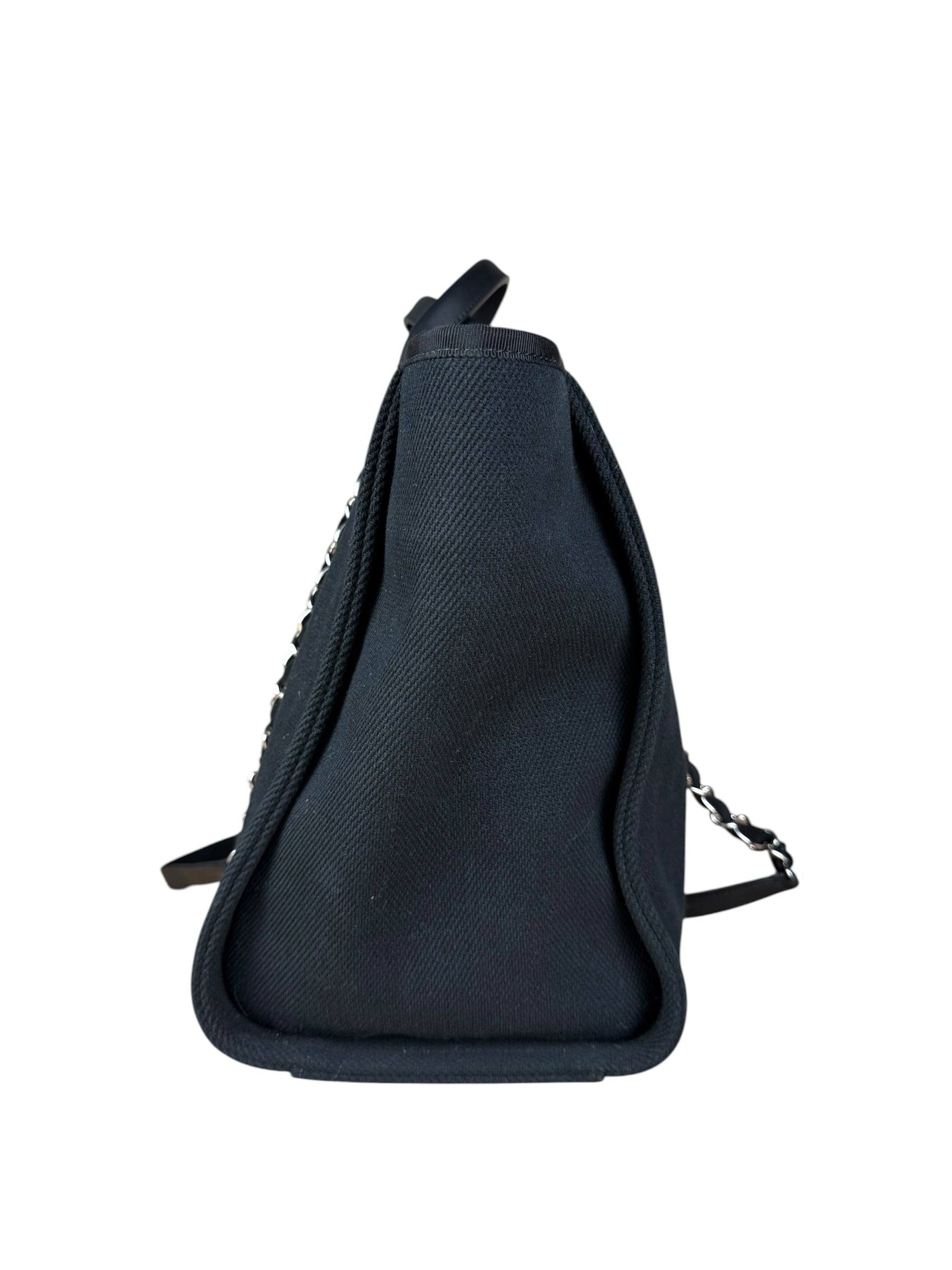 Chanel Black Canvas Pearl Deauville 2Way Tote 2019
