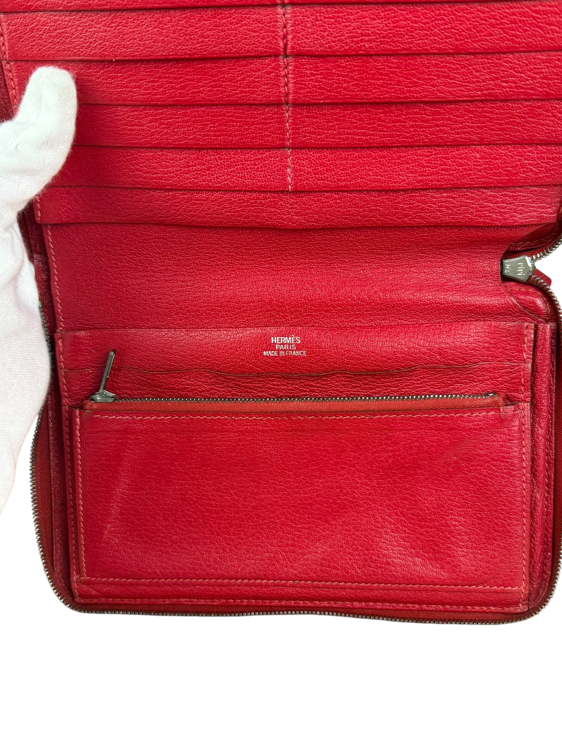 Hermes Rouge Epsom Leather Vintage Organizer Wallet