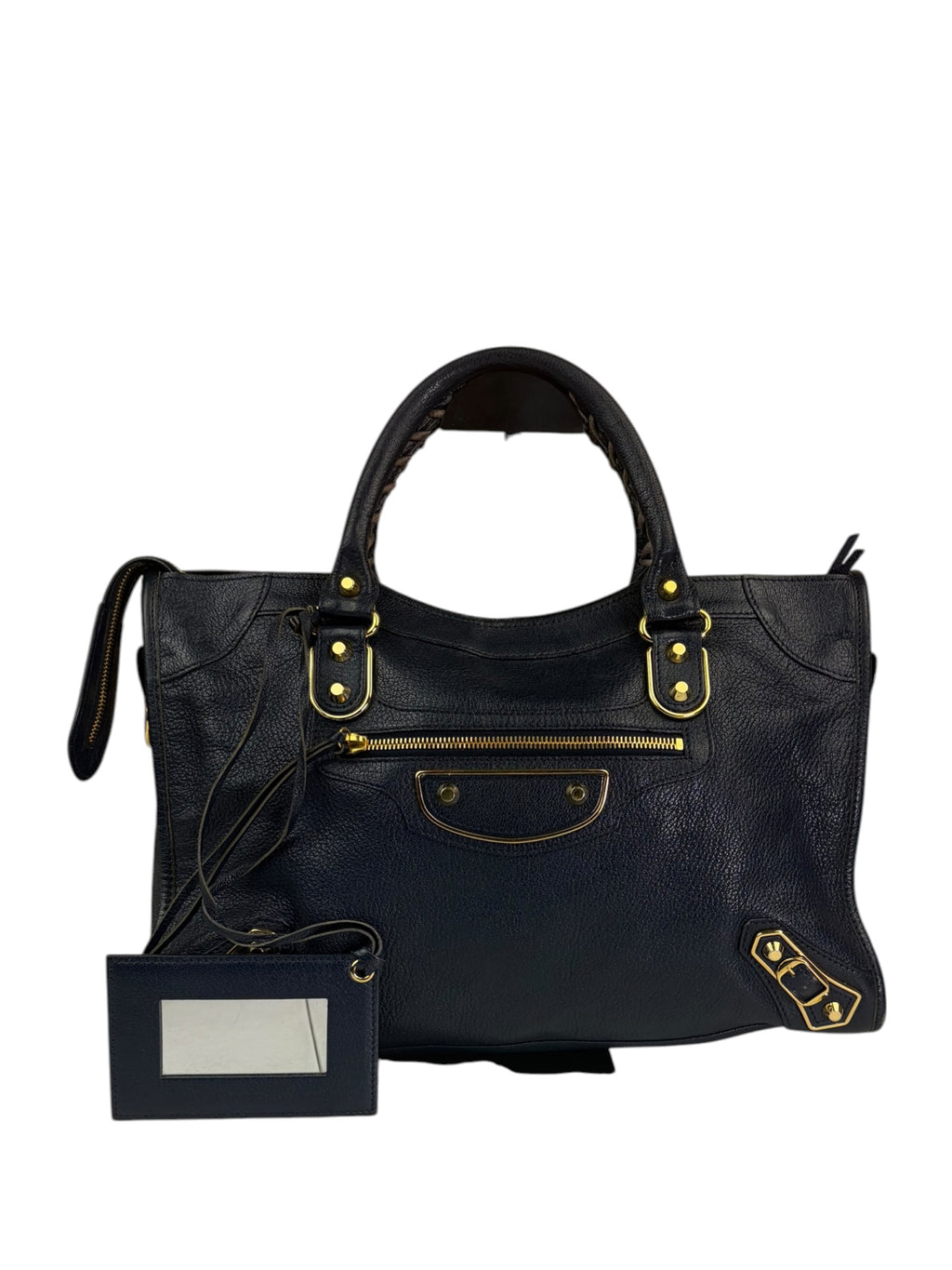 Balenciaga Navy Leather Velo Moto Two-Way Bag