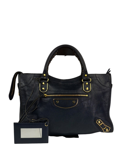 Balenciaga Navy Leather Velo Moto Two-Way Bag