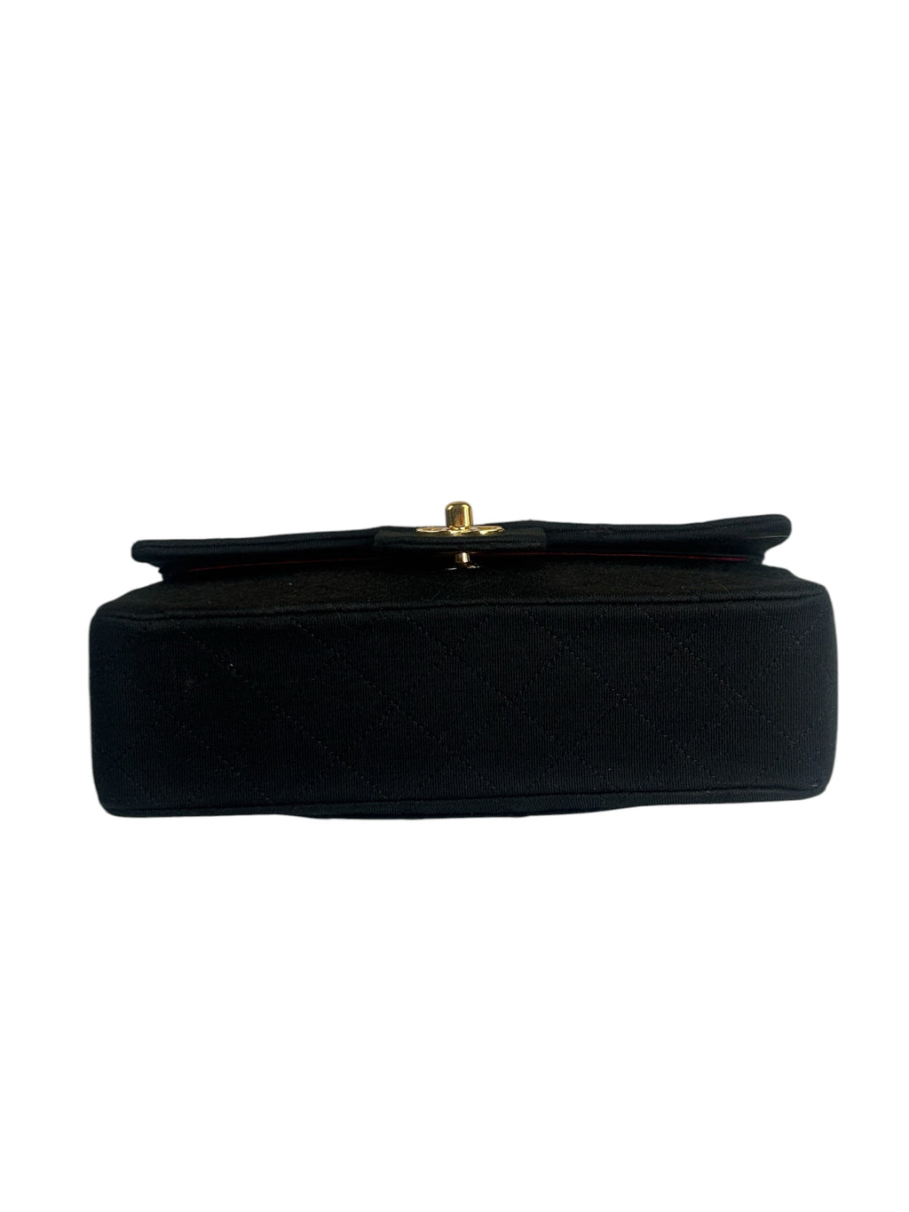 Chanel Vintage Black Quilted Jersey Double Flap Bag 1986