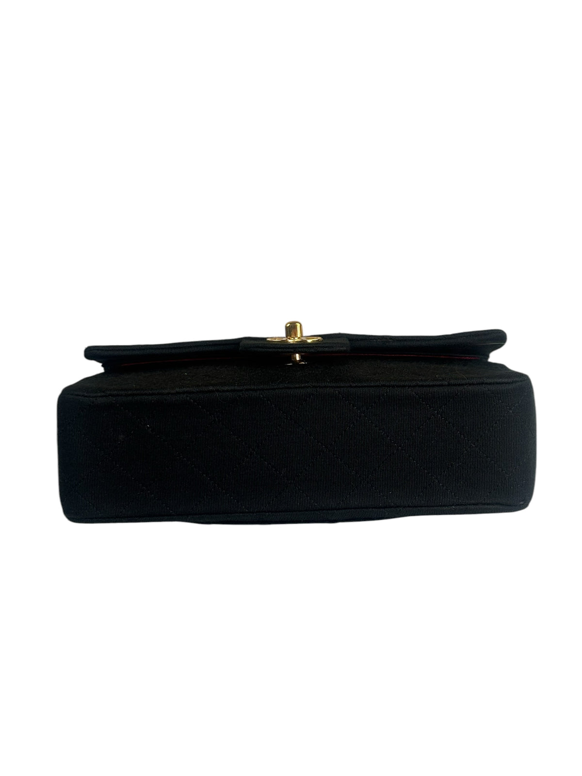 Chanel Vintage Black Quilted Jersey Double Flap Bag 1986