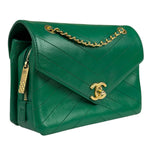 Chanel Green Lambskin Shoulder Bag 2018