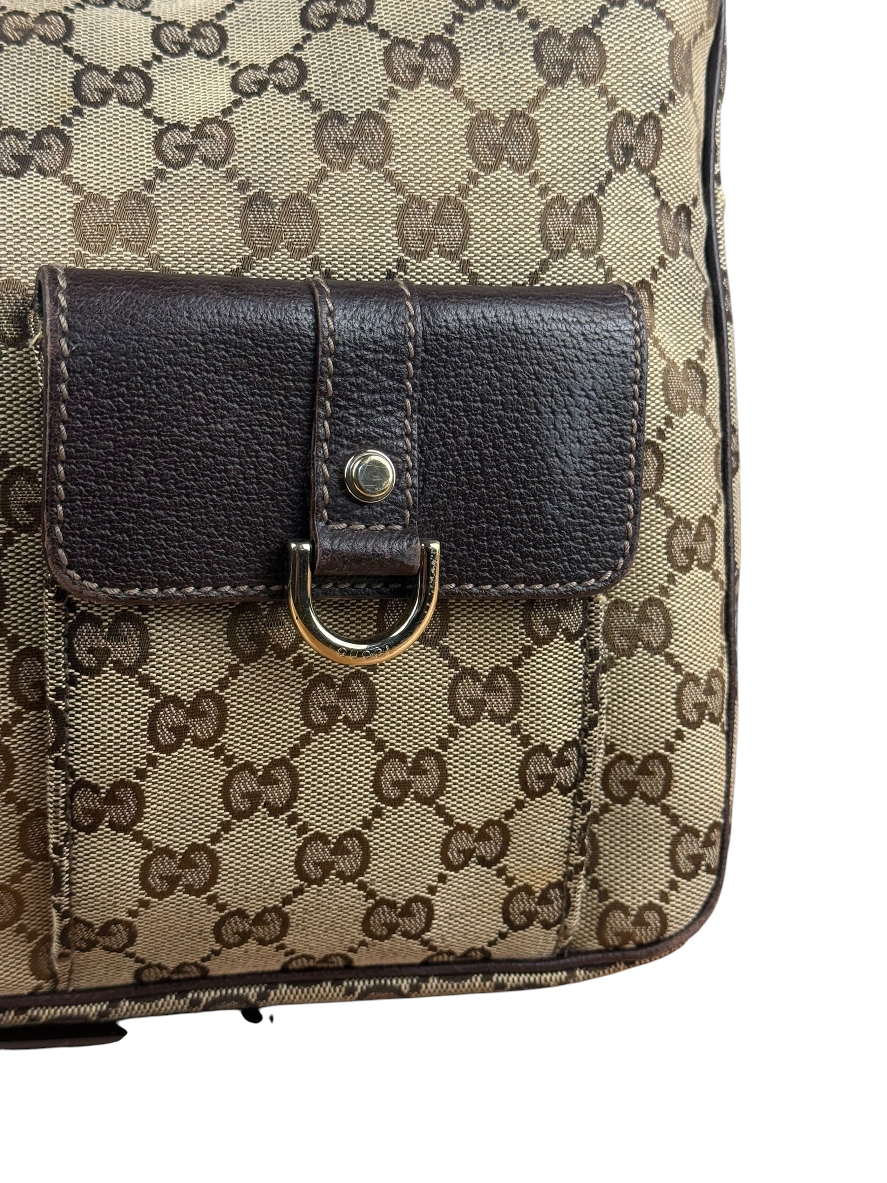 Gucci Vintage Brown Canvas GG Shoulder Bag
