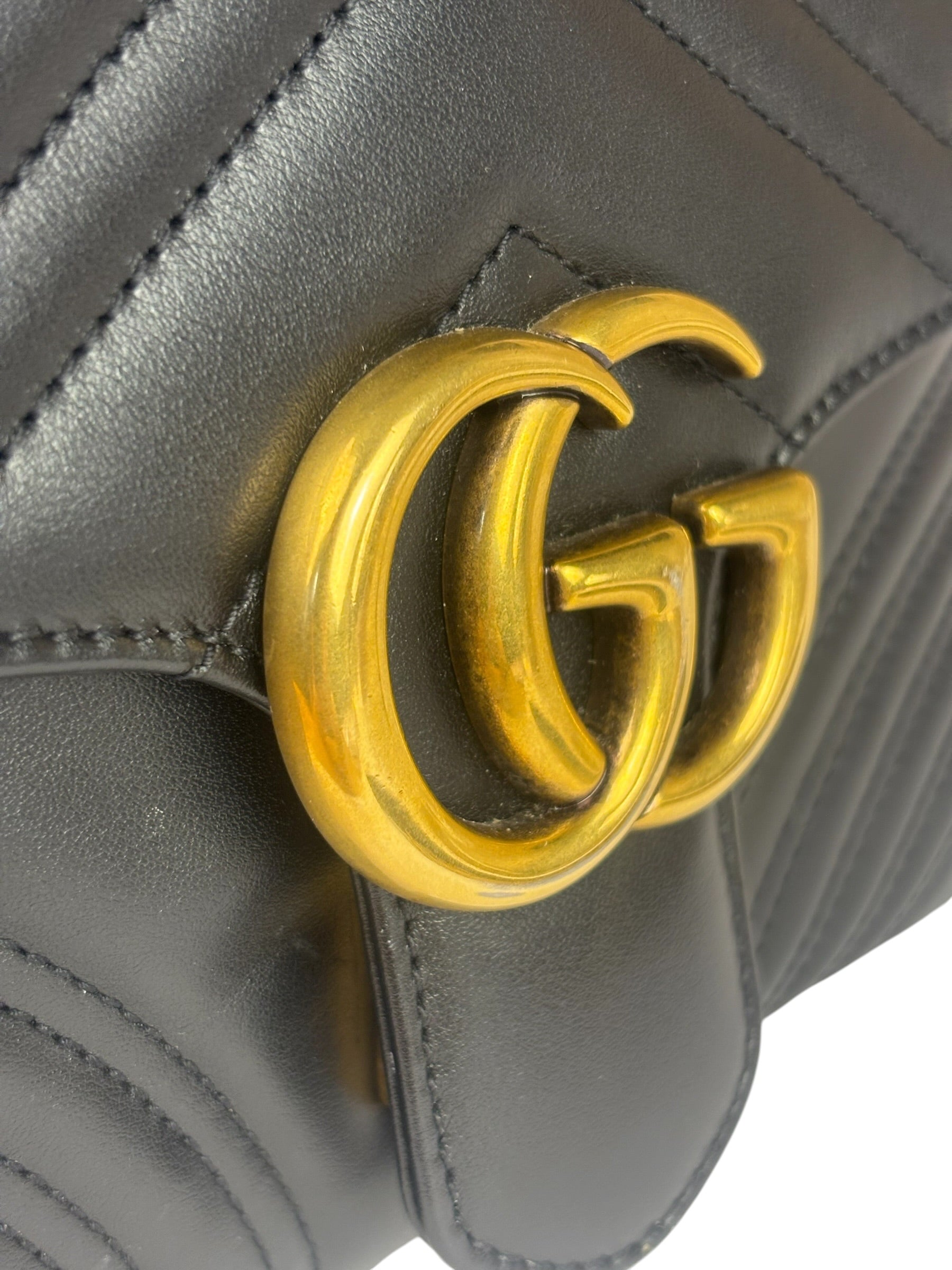Gucci Black Leather Marmont Medium Shoulder Bag