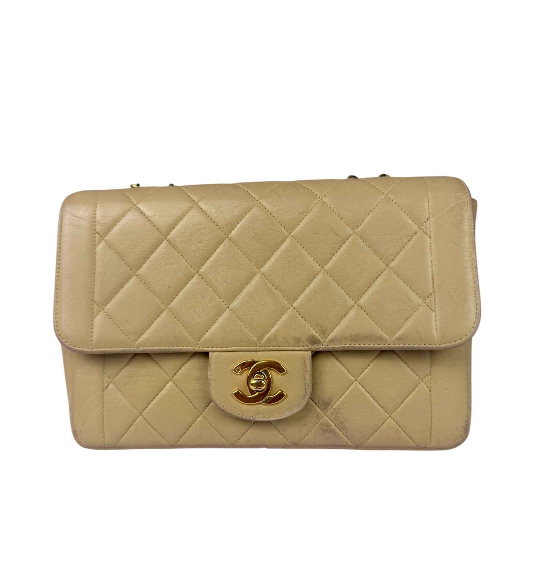 Chanel Vintage Beige Clair Quilted Leather Classic Flap Bag 2004