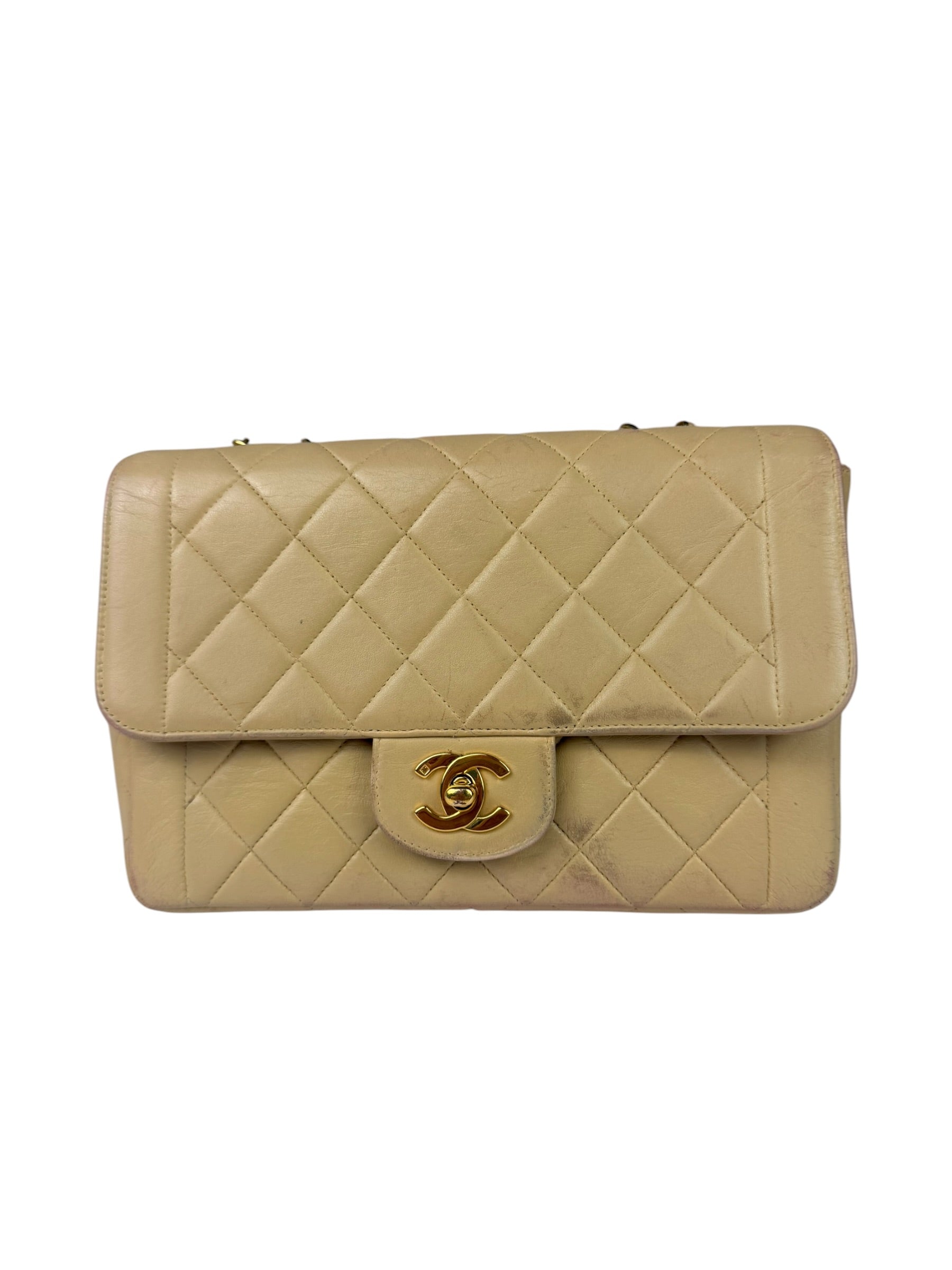 Chanel Vintage Beige Clair Quilted Leather Classic Flap Bag 2004