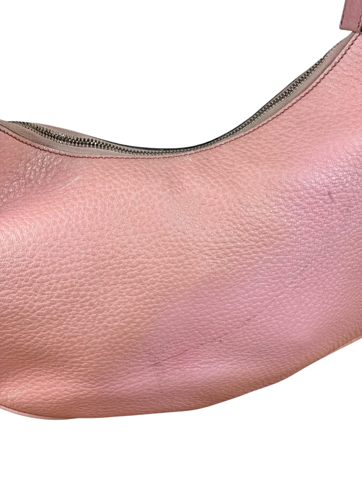 Gucci Pink Pebbled Leather Bamboo Ring Medium Hobo Bag