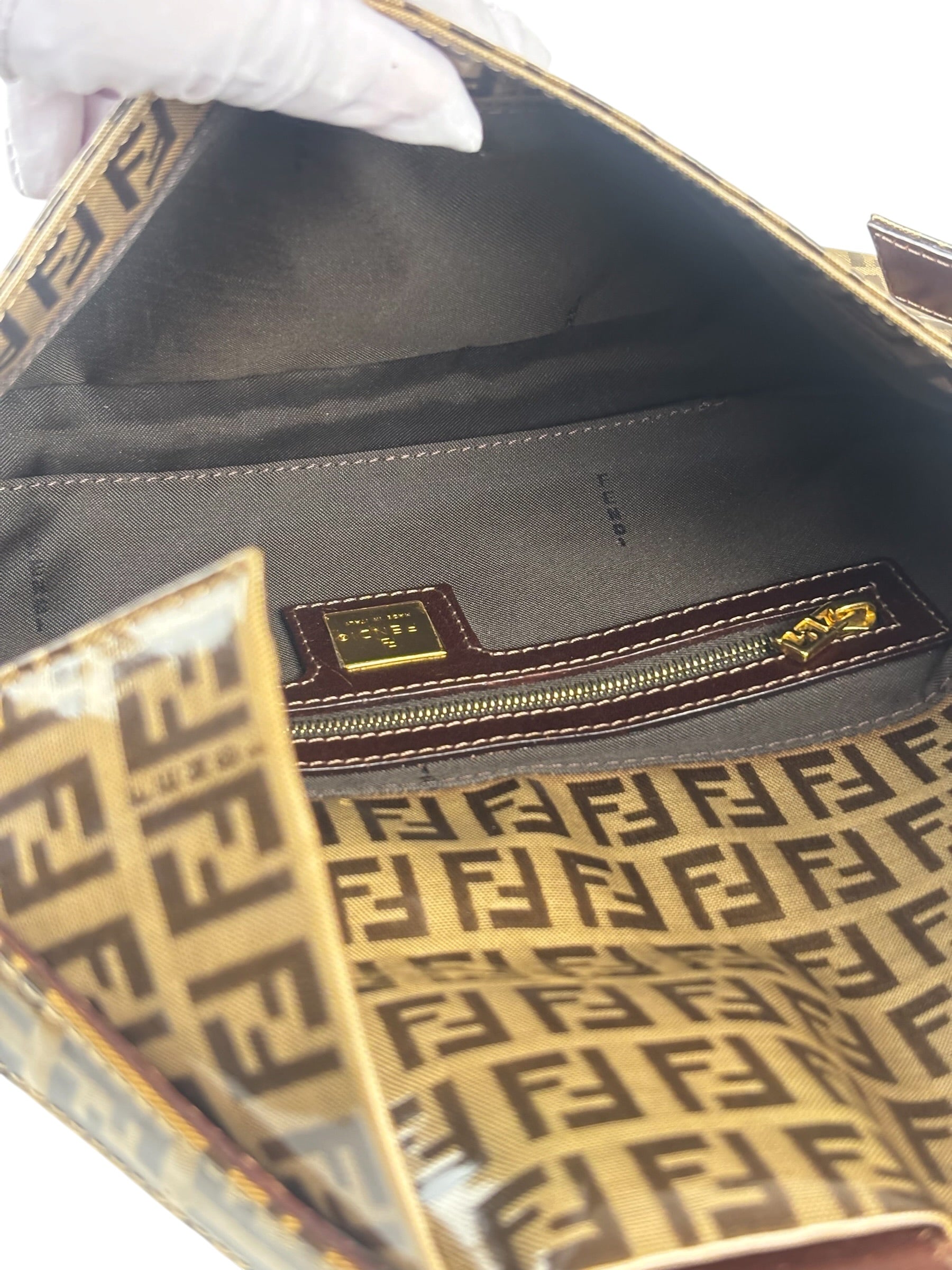 Fendi Brown PVC Zucca Baguette
