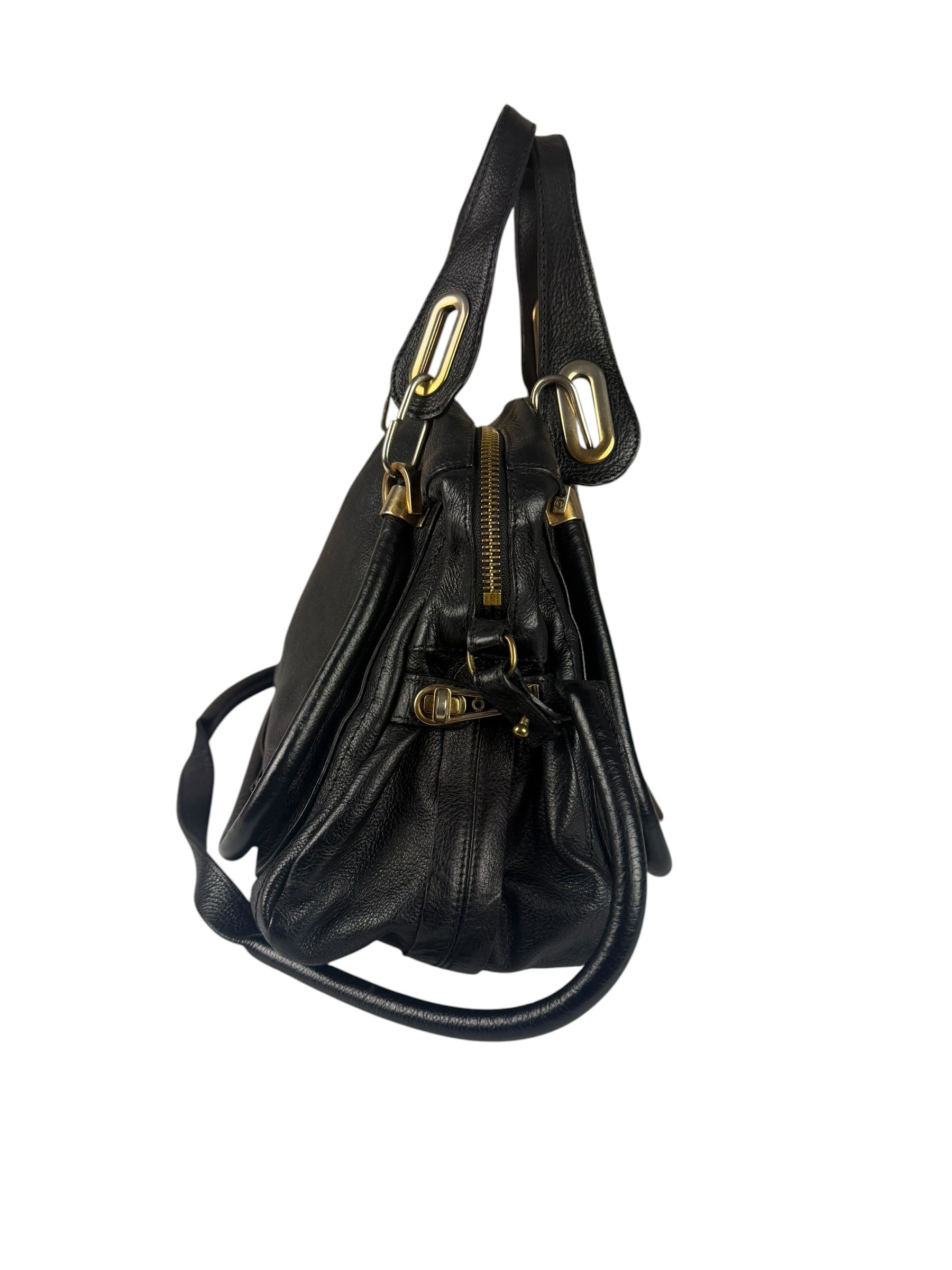 Chloe Black Leather Paraty Shoulder Bag