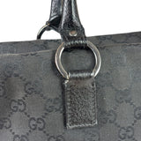 Gucci Black Leather Trim GG Top Handle Bag