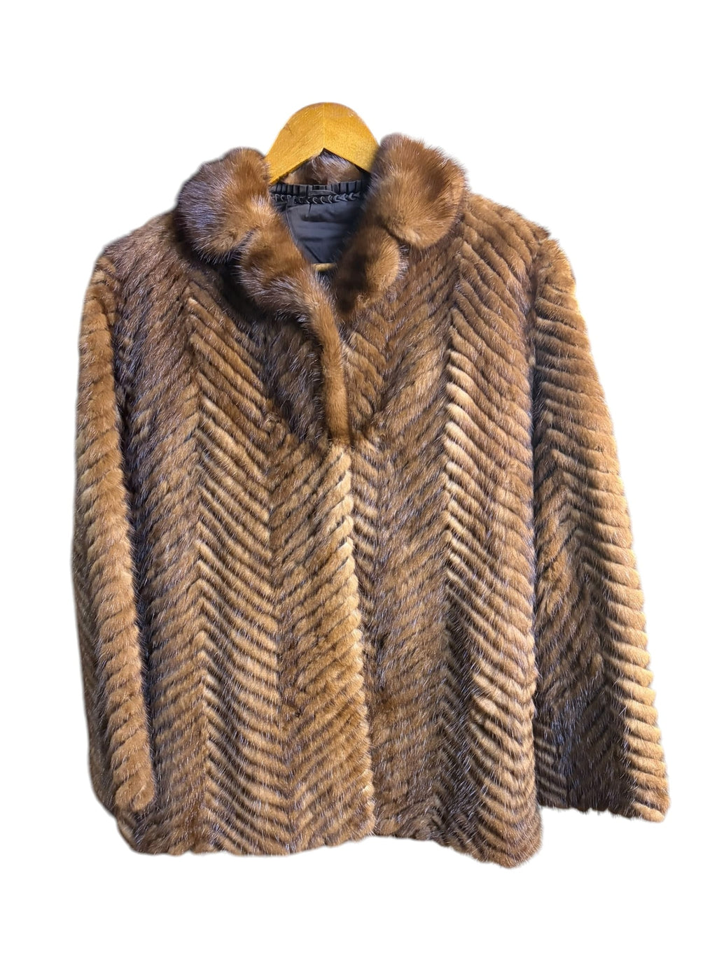 Vintage Brown Chevron Mink Fur Coat