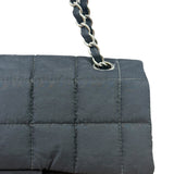 Chanel Black Nylon Chocolate Bar Chain Flap Bag 2002