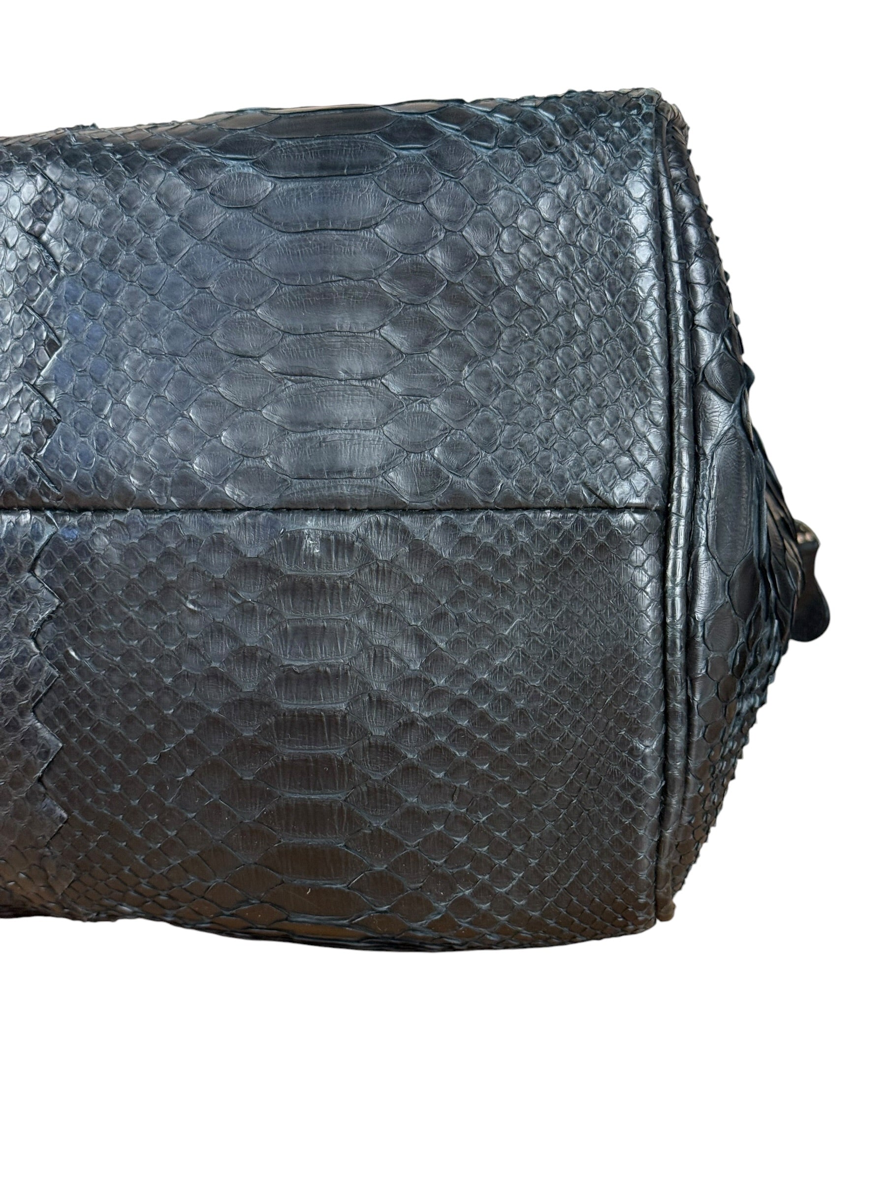 Bottega Veneta Black Snake Leather Brief Case