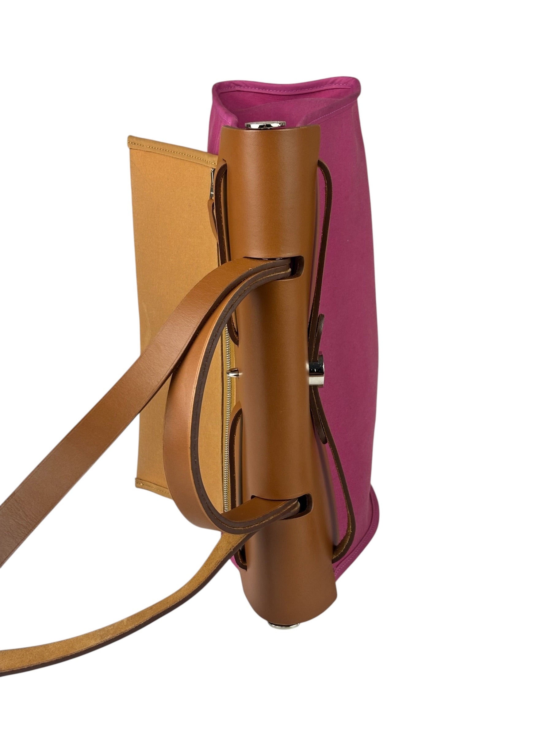 Hermes Pink/Brown Leather Trim Herbag Zip 31 Two-Way Bag