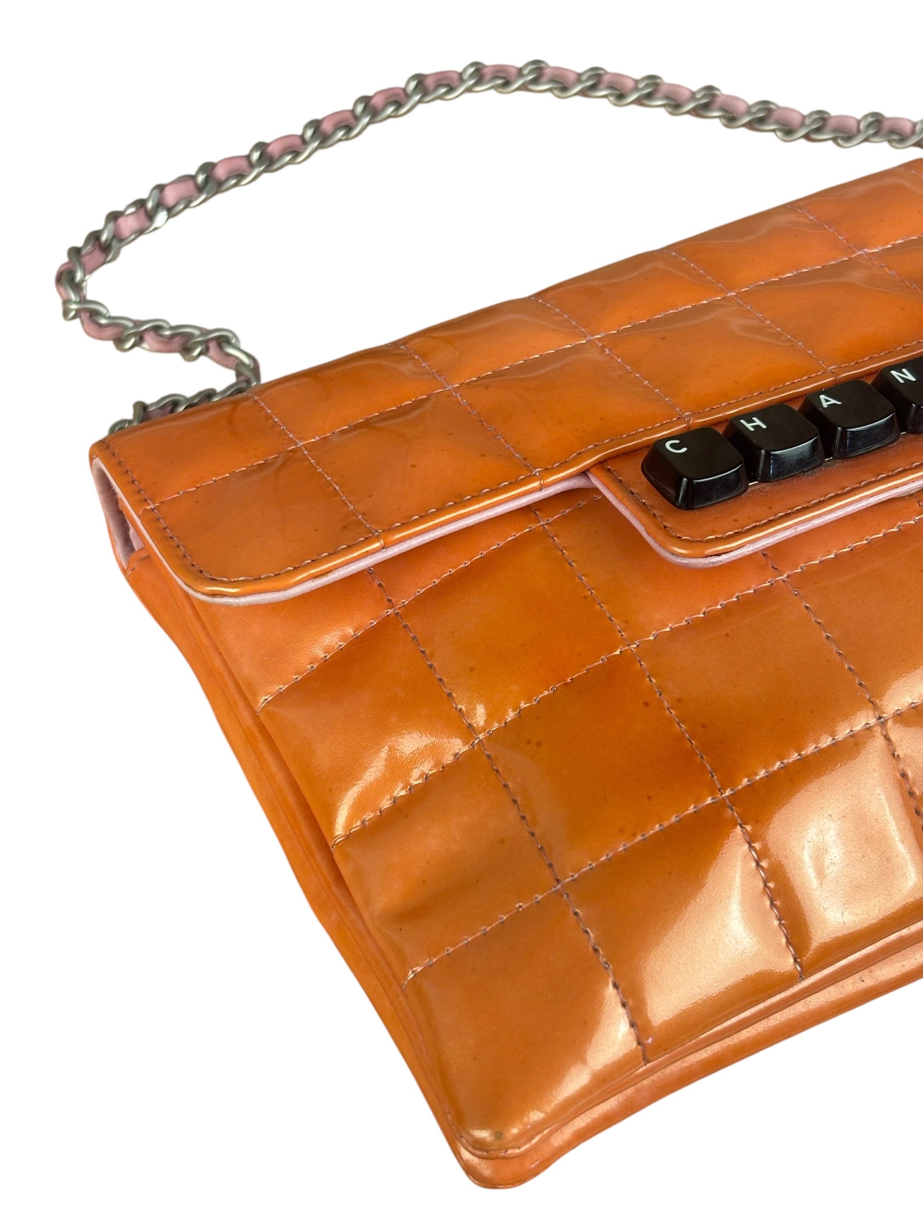 Chanel Orange/Pink Chocolate Bar Keyboard Digital Flap Shoulder Bag 2001