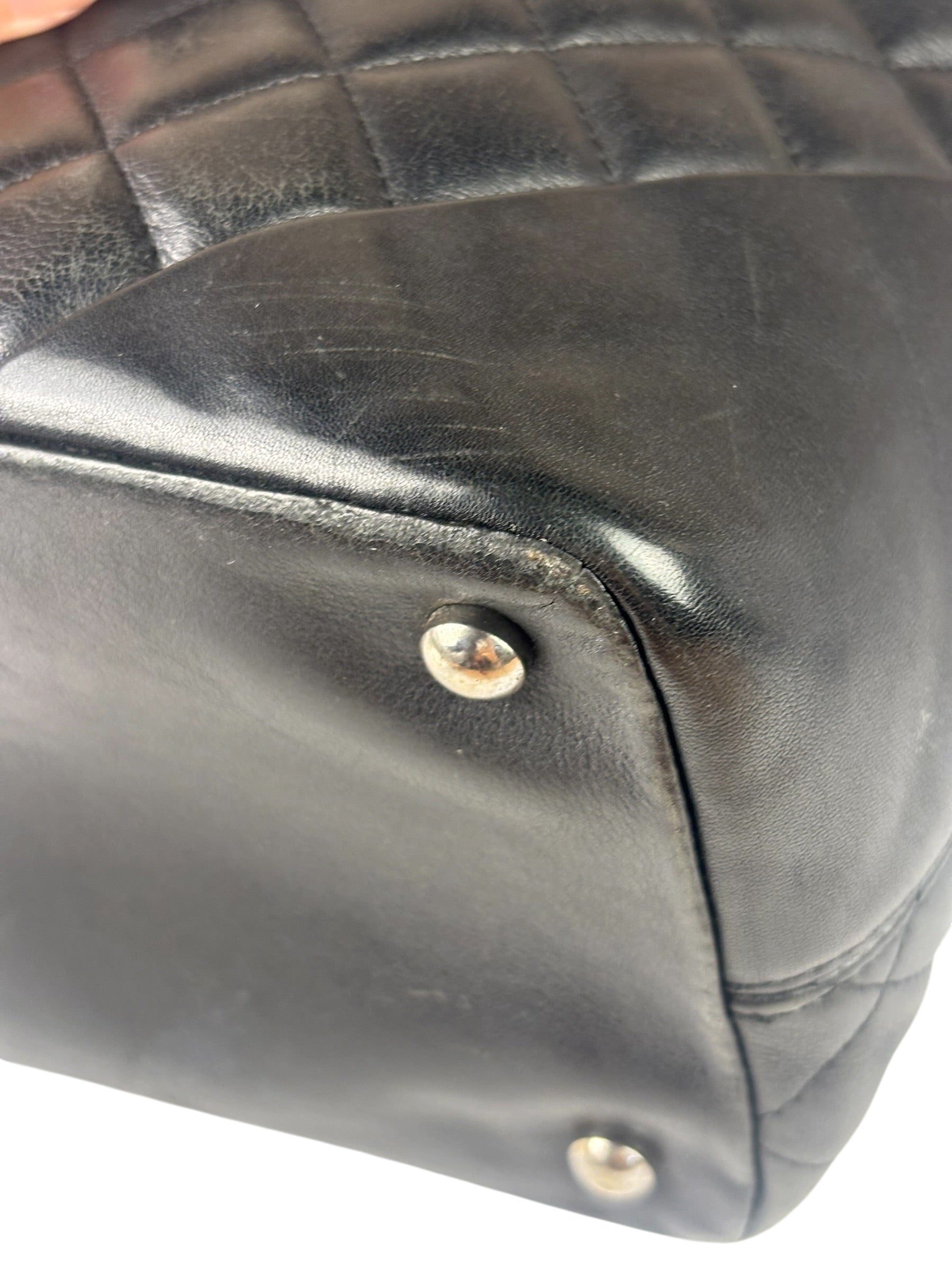 Chanel Black Quilted Leather CC Cambon Ligne Tote 2000s