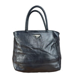 Prada Vintage Black Leather Tote Bag