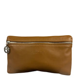 Longchamp Camel Leather Cosmetic Pouch